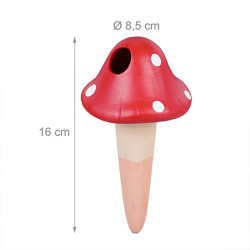 4 cônes d’arrosage en terre cuite champignons multicolore – 110 ml - H.16 cm