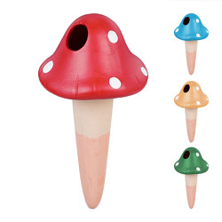 4 cônes d’arrosage en terre cuite champignons multicolore – 110 ml - H.16 cm