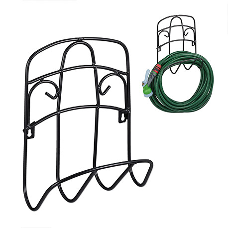 Support mural pour tuyau d’arrosage en acier – 30 x 16 x 38 cm - Noir Support mural pour tuyau d’arrosage en acier – 30 x 16 x 38 cm - Noir