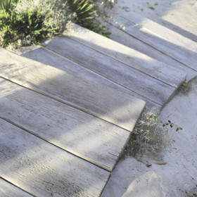 Lame de Terrasse en Pierre Reconstituée Planche 100 x 20 x 3 cm Bois Blanchi