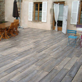 Lame de Terrasse en Pierre Reconstituée Planche 100 x 20 x 3 cm Bois Blanchi