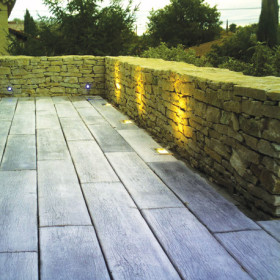 Lame de Terrasse en Pierre Reconstituée Planche 100 x 20 x 3 cm Bois Blanchi