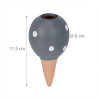 4 cônes d’arrosage en terre cuite gris et blanc – 100 ml - H.11,5 cm 