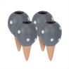 4 cônes d’arrosage en terre cuite gris et blanc – 100 ml - H.11,5 cm 