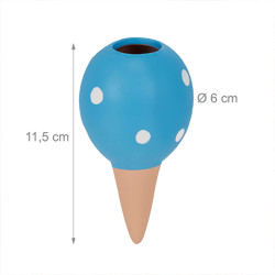 4 cônes d’arrosage en terre cuite bleu et blanc – 100 ml - H.11,5 cm