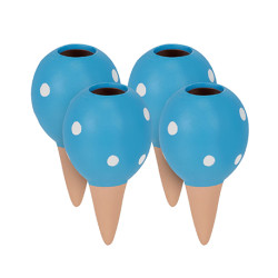 4 cônes d’arrosage en terre cuite bleu et blanc – 100 ml - H.11,5 cm