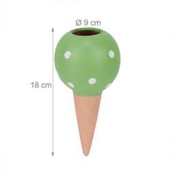 4 cônes d’arrosage en terre cuite vert et blanc – 400 ml - H.18 cm