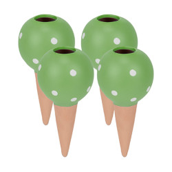 4 cônes d’arrosage en terre cuite vert et blanc – 400 ml - H.18 cm