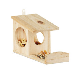 Mangeoire pour écureuils en bois à accrocher – 12 x 25 x 17,5 cm – bois brut