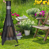 Braséro de jardin cheminée en acier avec tisonnier – Diamètre : 45 cm – H.120 cm