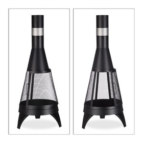 Braséro de jardin cheminée foyer ouvert en acier – Diamètre : 45 cm – H.120 cm