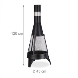 Braséro de jardin cheminée foyer ouvert en acier – Diamètre : 45 cm – H.120 cm