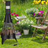 Braséro de jardin cheminée foyer ouvert en acier – Diamètre : 45 cm – H.120 cm
