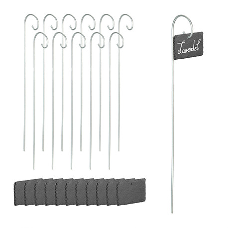 12 écriteaux de jardin en ardoise avec piquets – 10 x 6 x 42,5 cm 12 écriteaux de jardin en ardoise avec piquets – 10 x 6 x 42,5 cm