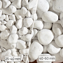 Galets roulés marbre BLANC CARRARE 40-60 mm – Sac de 20 kg