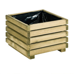 Jardinière en bois carrée avec film de protection PIN - Contenance 30 L - 40 x 40 x 28 cm