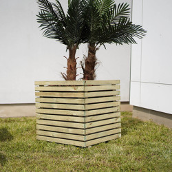 Jardinière en bois carrée avec film de protection PIN - Contenance 104 L - 50 x 50 x 50 cm