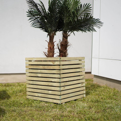 Jardinière en bois carrée avec film de protection PIN - Contenance 169 L - 60 x 60 x 60 cm