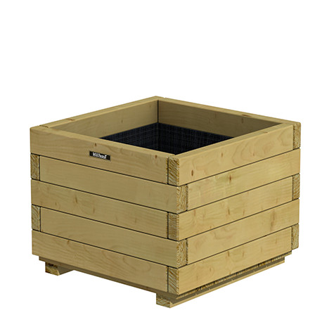 Jardinière en épicéa carrée avec 2 anses - Contenance 60 L - 50 x 50 x 39 cm