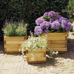 Jardinière en épicéa carrée avec 2 anses - Contenance 60 L - 50 x 50 x 39 cm