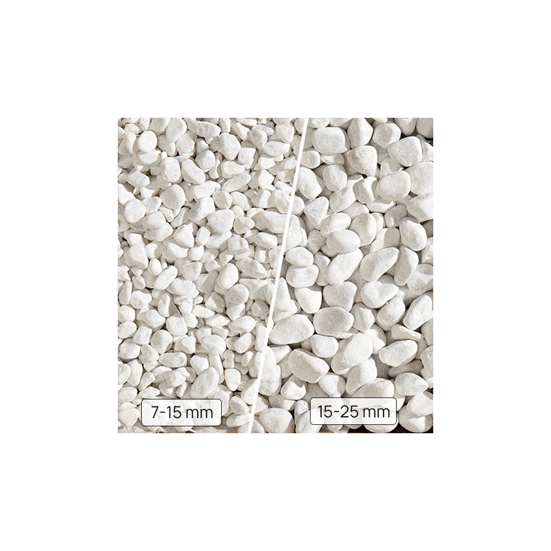 Galets Roulés 7-15mm Marbre Blanc Carrare – Sac de 20 kg