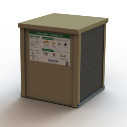 Composteur compact AVEC grille en aluminium peinture recyclé et lattes en Ipra - Contenance 250 L - 60 x 60 x 70 cm
