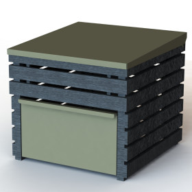 Composteur aluminium avec réhausse à lattes horizontales ajouré - Contenance 600 L - 70 x 73,5 x 120 cm