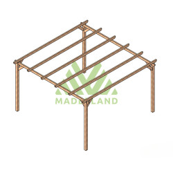 Pergola autoportante Barcelona en bois massif traité autoclave de 17,6 m² - 4,2 x 4,2 m – Sans toiture