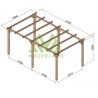 Pergola autoportante Barcelona en bois massif traité autoclave de 15,3 m² - 5,1 x 3 m – Sans toiture