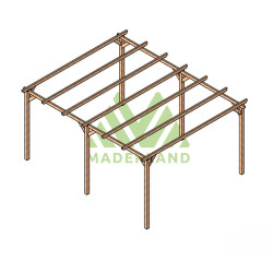 Pergola autoportante Barcelona en bois massif traité autoclave de 21,4 m² - 5,1 x 4,2 m – Sans toiture