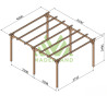 Pergola autoportante Barcelona en bois massif traité autoclave de 21,4 m² - 5,1 x 4,2 m – Sans toiture