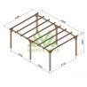 Pergola autoportante Barcelona en bois massif traité autoclave de 18 m² - 6 x 3 m – Sans toiture