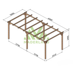 Pergola autoportante Barcelona en bois massif traité autoclave de 25,2 m² - 6 x 4,2 m – Sans toiture