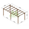 Pergola autoportante Barcelona en bois massif traité autoclave de 25,2 m² - 6 x 4,2 m – Sans toiture