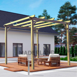 Pergola autoportante Madrid en bois massif traité autoclave de 25,2 m² - 6 x 4,2 m – Sans toiture