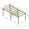 Pergola autoportante Madrid en bois massif traité autoclave de 18 m² - 6 x 3 m – Sans toiture