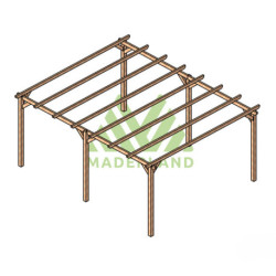 Pergola autoportante Madrid en bois massif traité autoclave de 21,4 m² - 5,1 x 4,2 m – Sans toiture