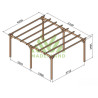 Pergola autoportante Madrid en bois massif traité autoclave de 21,4 m² - 5,1 x 4,2 m – Sans toiture
