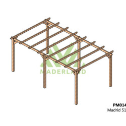 Pergola autoportante Madrid en bois massif traité autoclave de 15,3 m² - 5,1 x 3 m – Sans toiture