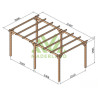 Pergola autoportante Madrid en bois massif traité autoclave de 15,3 m² - 5,1 x 3 m – Sans toiture