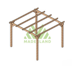 Pergola autoportante Madrid en bois massif traité autoclave de 9 m² - 3 x 3 m – Sans toiture