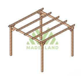 Pergola autoportante Cambados en bois massif traité autoclave de 9 m² - 3 x 3 m – Sans toiture