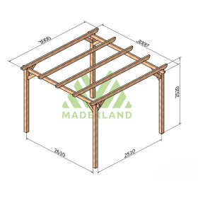Pergola autoportante Cambados en bois massif traité autoclave de 9 m² - 3 x 3 m – Sans toiture