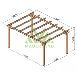 Pergola autoportante Cambados en bois massif traité autoclave de 12,6 m² - 4,2 x 3 m – Sans toiture