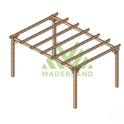 Pergola autoportante Cambados en bois massif traité autoclave de 12,6 m² - 4,2 x 3 m – Sans toiture