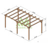 Pergola autoportante Cambados en bois massif traité autoclave de 15,3 m² - 5,1 x 3 m – Sans toiture