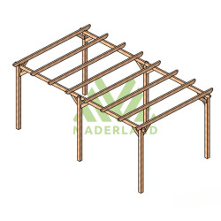 Pergola autoportante Cambados en bois massif traité autoclave de 15,3 m² - 5,1 x 3 m – Sans toiture