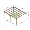 Pergola autoportante Cambados en bois massif traité autoclave de 21,4 m² - 5,1 x 4,2 m – Sans toiture