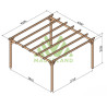 Pergola autoportante Cambados en bois massif traité autoclave de 17,6 m² - 4,2 x 4,2 m – Sans toiture