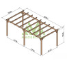 Pergola autoportante Cambados en bois massif traité autoclave de 18 m² - 6 x 3 m – Sans toiture